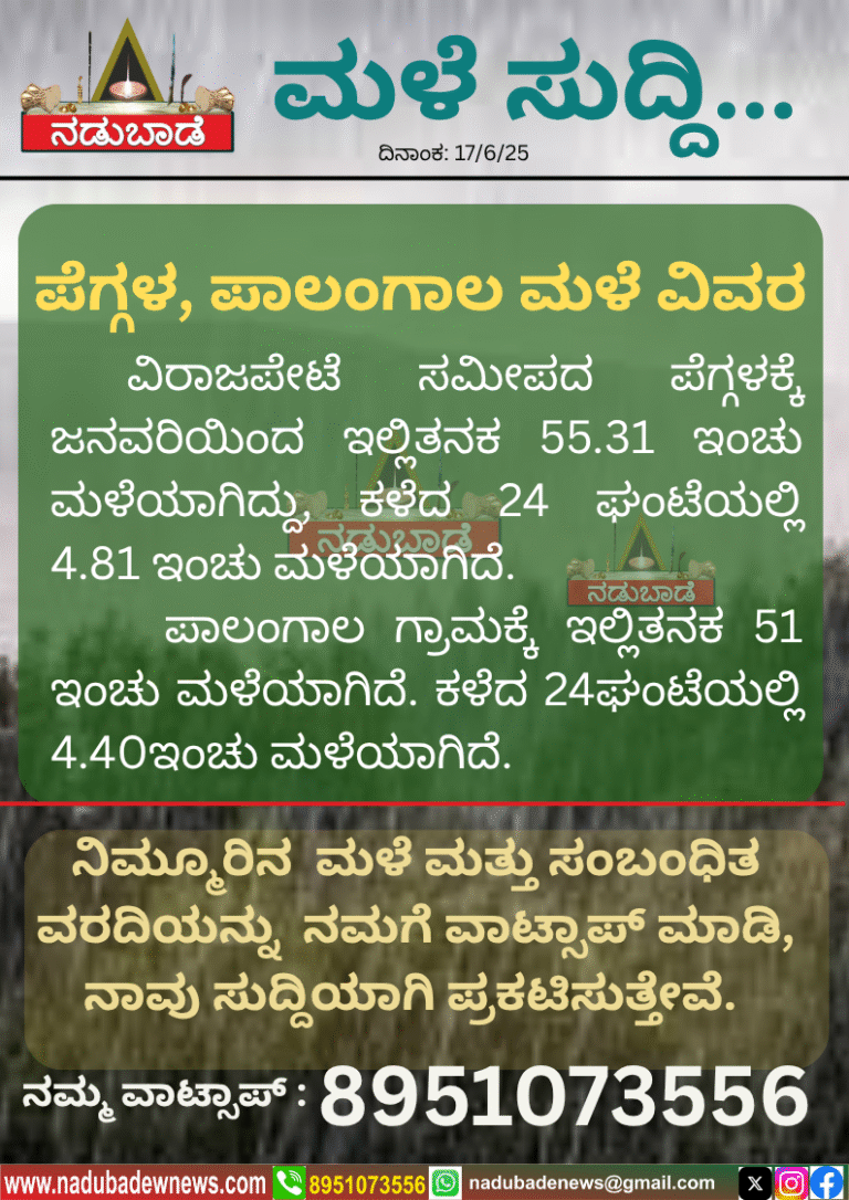 ಪೆಗ್ಗಾಳ, ಪಾಲಂಗಾಲ ಮಳೆ ವಿವರ….
